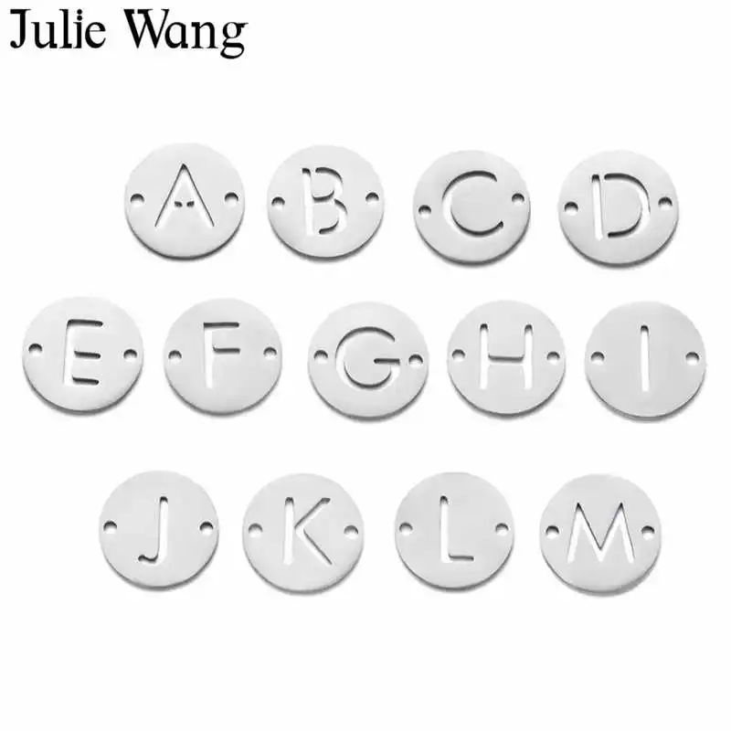 Julie Wang 26 шт. A Z полые буквы соединители из нержавеющей стали алфавиты модное