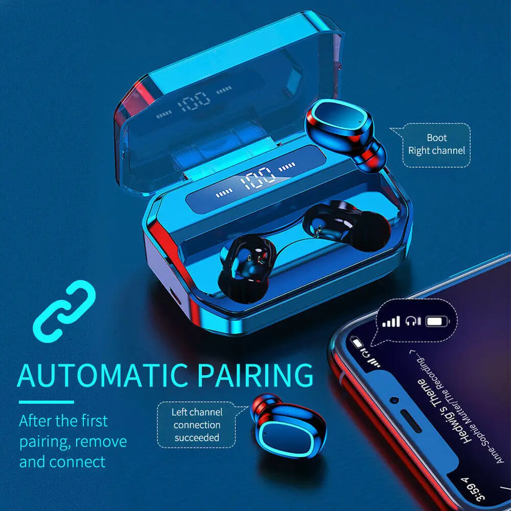 

New arrival 2200mAh Charging Case TWS Bluetooth Earphones Wireless Headsets C1 Cordless Handsfree Earbuds Sports Earset With Mic