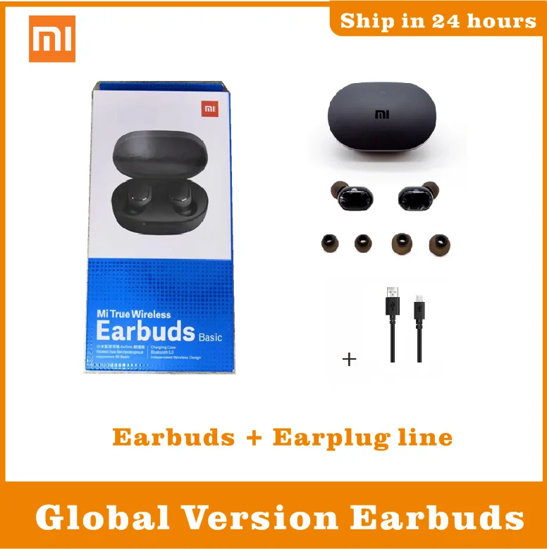 Global add Line Глобальная версия Xiao mi Red mi Airdots TWS Bluetooth наушники стерео бас BT 5,0 Eeadphones Handsfree наушники AI управление mi IPX4 - Цвет: Global add Line