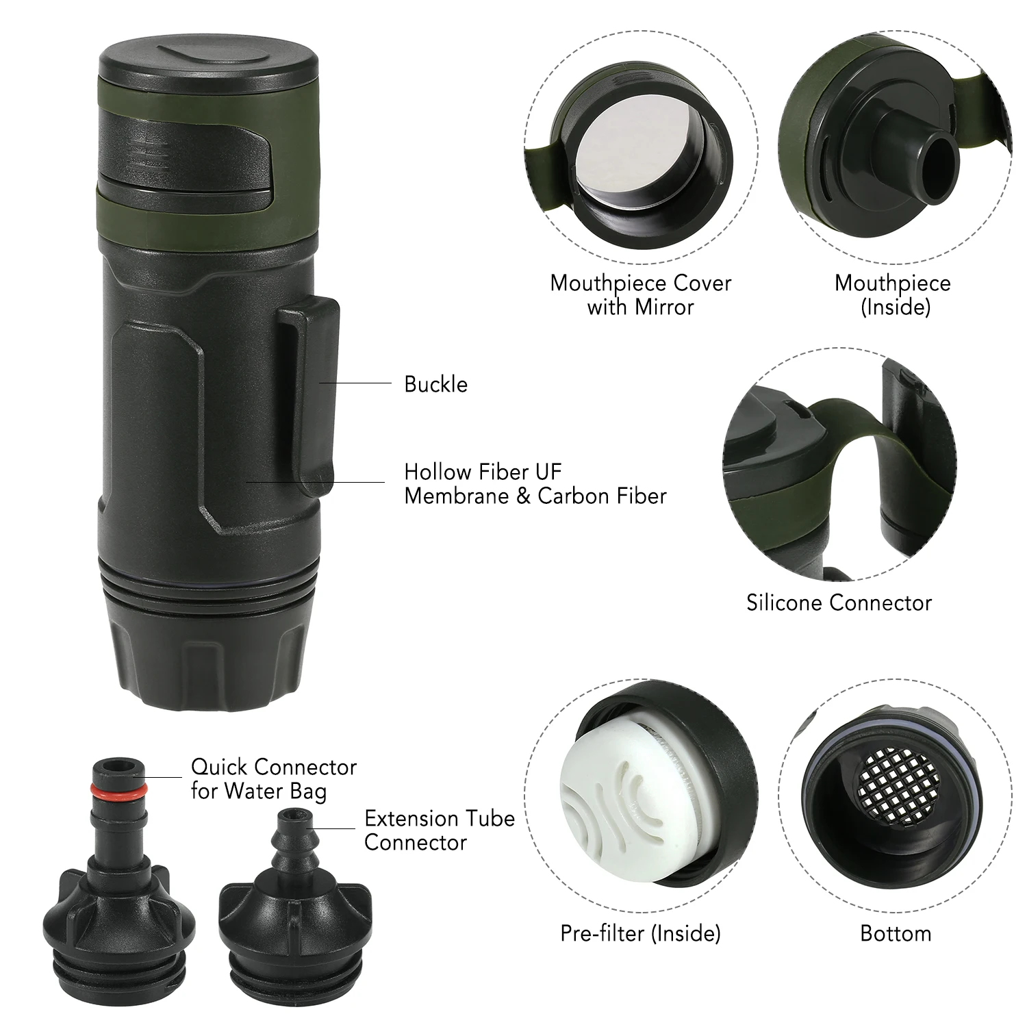 2000 л портативный фильтр для воды соломинка система фильтрации с зеркальным