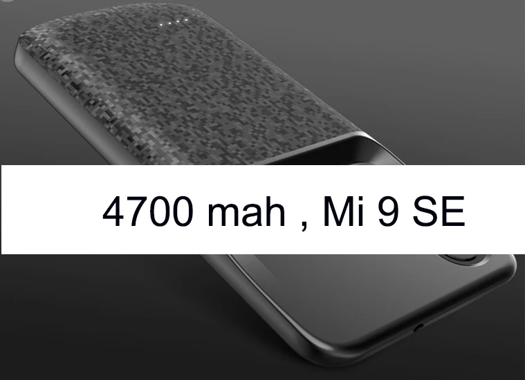 Mi 9 SE black Чехол для зарядного устройства Vogek 4700 мАч для Xiaomi mi 8 9 SE mi x 2 2s резервный внешний аккумулятор 5500 мАч чехол для внешнего зарядного устройства для mi 6 - Цвет: Mi 9 SE black