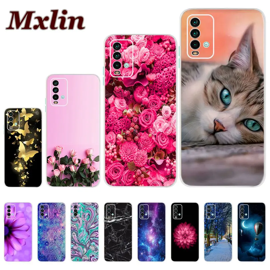 Чехол 6,53 дюйма для Xiaomi Redmi 9 T 2021, Модный мягкий чехол для телефона с цветочным принтом для Redmi9T 9 T, чехол для Xiaomi Redmi 9, Power Capa
