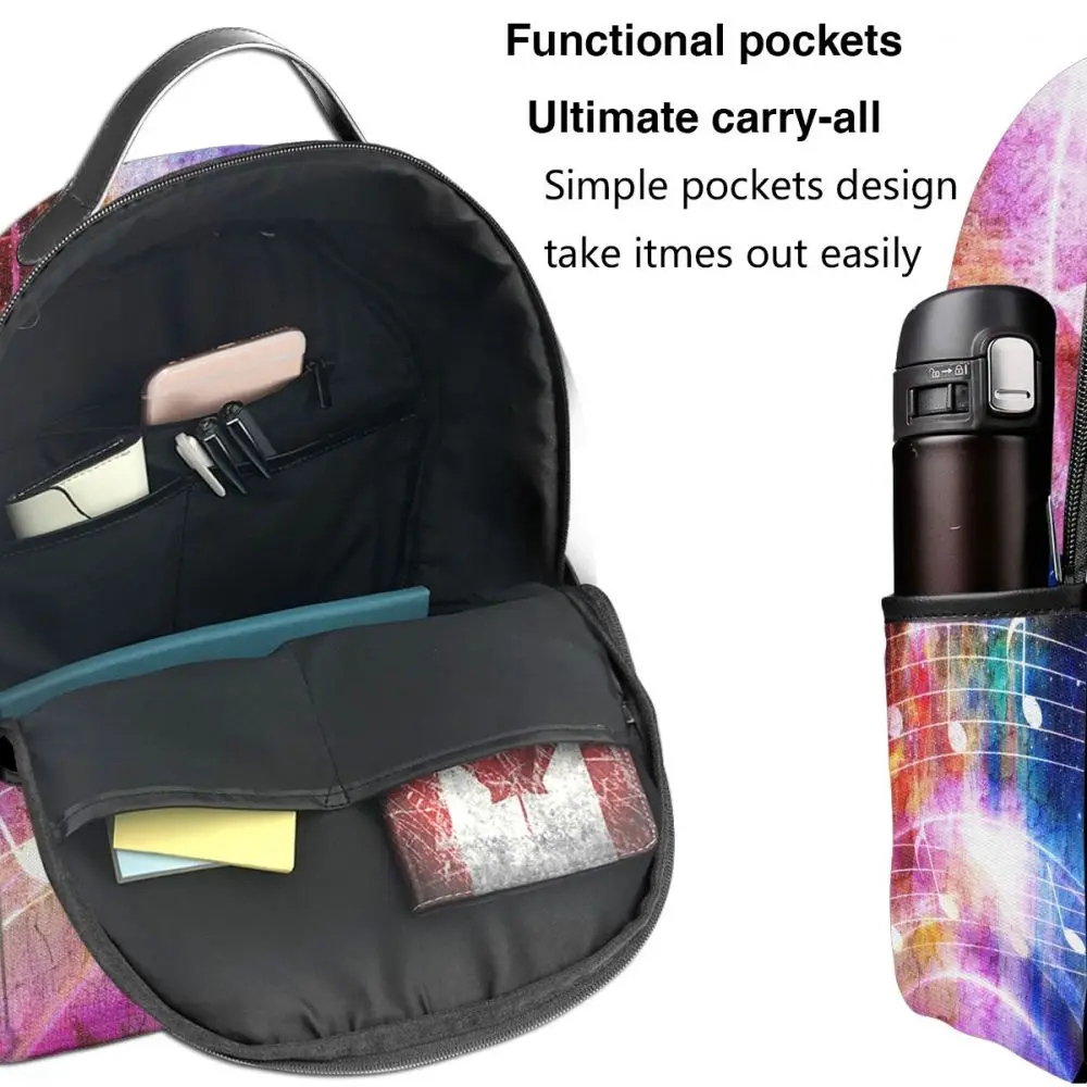 

Girls Boys Backpack College School Bagpack Abstrtact Music Note With Space And Stars Travel Shoulder Bags For Teenage 2021