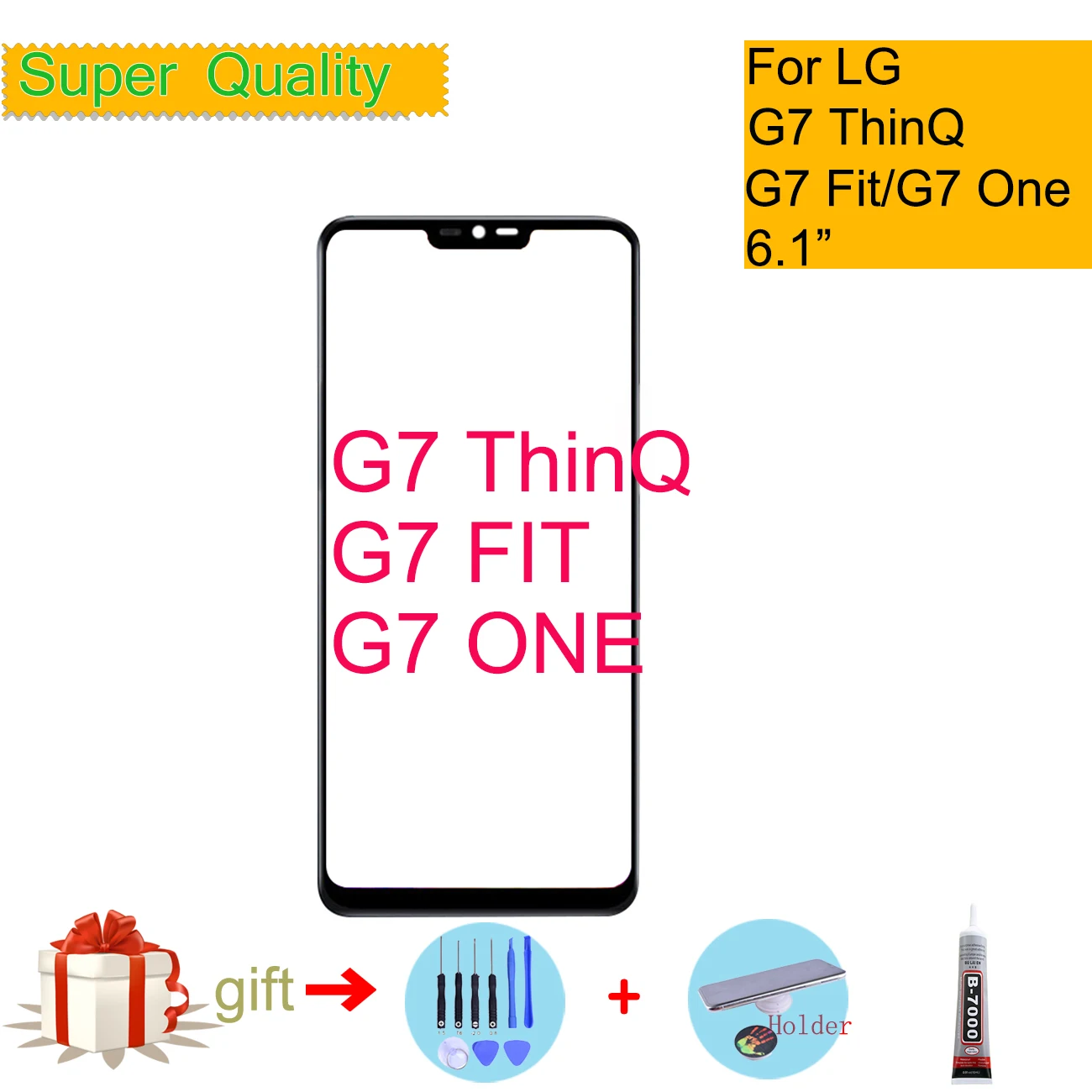 

For LG G7 ThinQ G7+ G710 G7 Fit Touch Screen Front Glass Panel Front Outer Glass Lens For LG G7 One LCD Glass Replacement