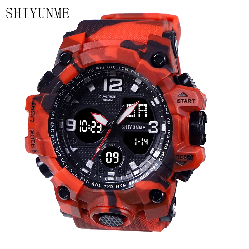 

SHIYUNME Outdoor Sport Watch Men Alarm Clock 5Bar Waterproof Military Watches LED Display Digital Watch Reloj de hombre