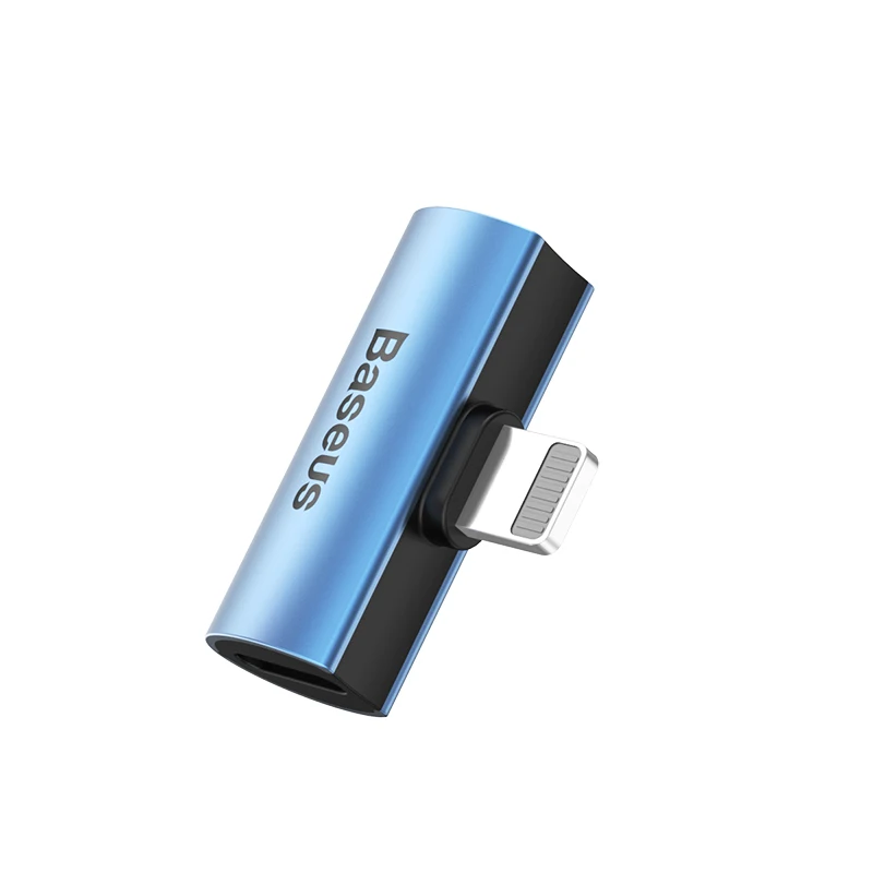 Baseus 2 в 1 для Apple Lightning до 3,5 мм разъем для наушников адаптер аудио Зарядка конвертер для iPhone xs xr 8 7 6s 5S 11 зарядное устройство - Цвет: Синий