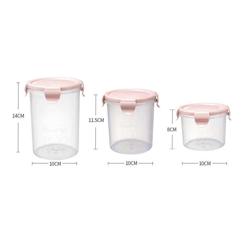 

Transparent Plastic Sealed Jar Rice Beans Stoarge Jar With Seal Cover Refrigerator Food Preservation Container Home Storage Box