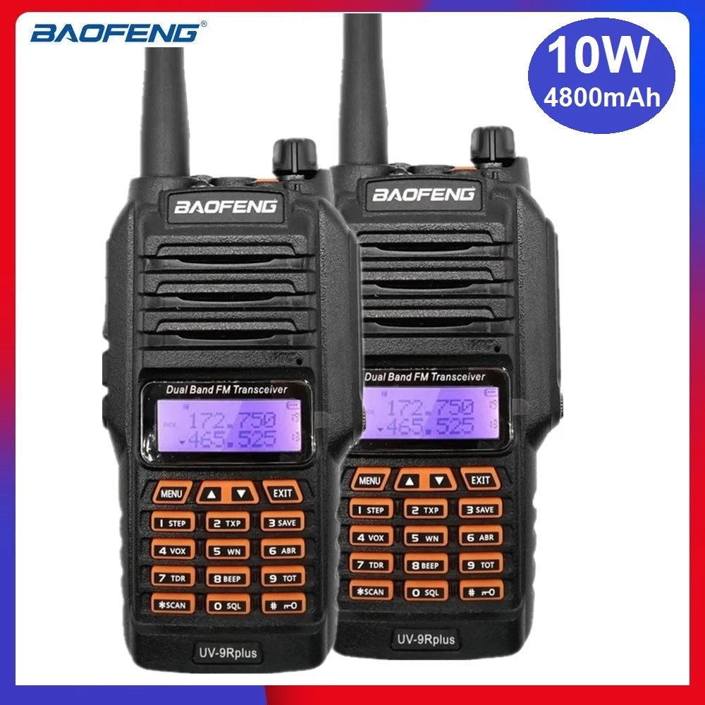 2PCS Walkie Talkie Waterproof BAOFENG uv9r plus 10W Amateur Two Way Radio Station Upgrade UV-9R VHF UHF Ham CB Radio Transceiver