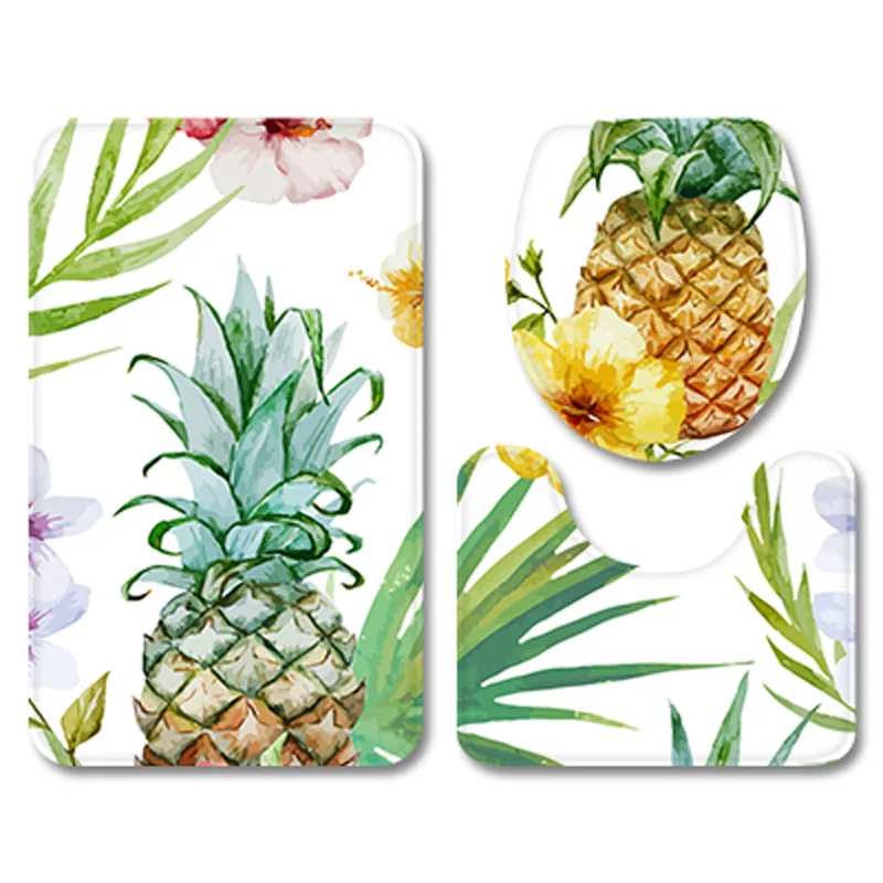 Коврик для ванной комплект из 3 предметов с рисунком ананаса коврик унитаза