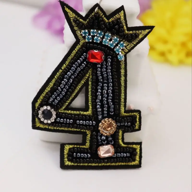 0-9 1 шт. Стразы с вышитыми цифрами нашивки вышитым утюгом на нашивке для одежды