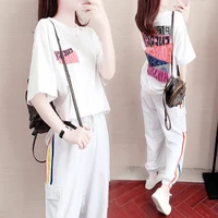 new short sleeved t shirt overalls student korean version of sports and leisure summer two piece female
