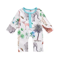 infant baby clothing set long sleeve romper with animal world print classic round neck single breasted spring childrens clothing