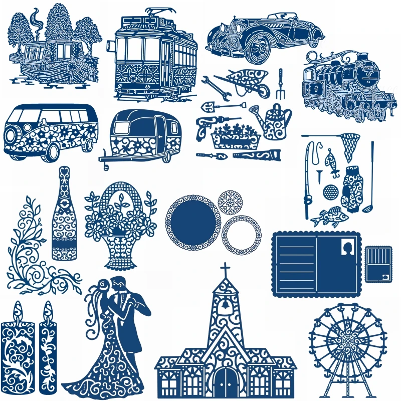 Вырубные штампы романтическая церковь пары Цветочная корзина смешанный