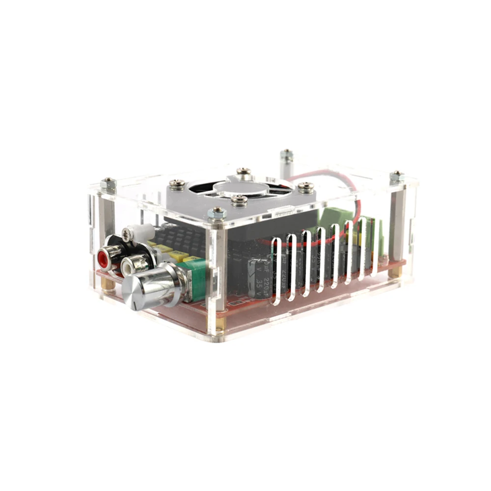 

TDA7498 2*100W Car Digital Power Amplifier Board Dual Audio with Acrylic Case and Air Fan