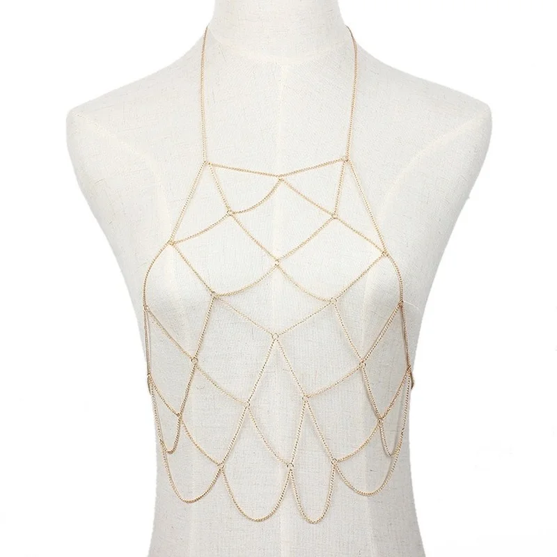 Женское Ожерелье креативная сетчатая нагрудная цепочка с бахромой женское