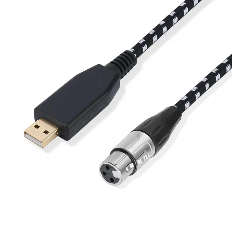 

Плетеный кабель для записи с USB папа на XLR мама, кабель для записи микрофона с чипом для высококачественной цифровой записи музыки, 3 м