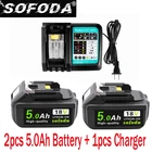 Сменный аккумулятор SOFODA BL1850 18 в 5000 Ач для электроинструмента Makita, аккумулятор BL1840 BL1860 со светодиодный ным дисплеем мощности 18 в 5 А, мАч