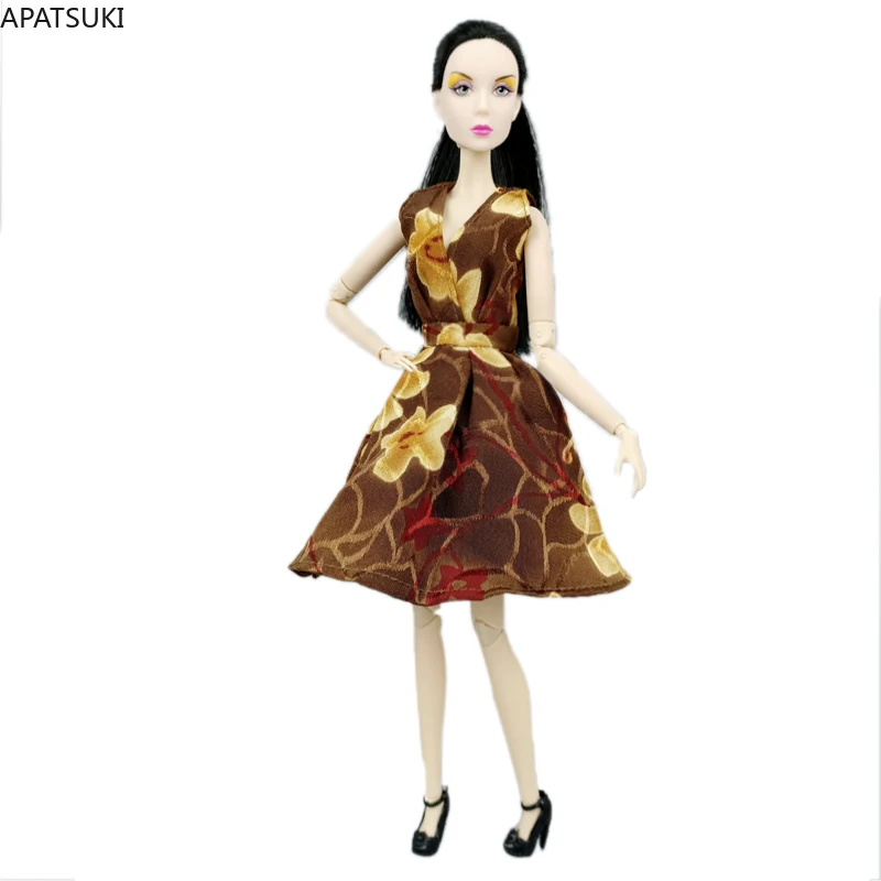 

Платье с коричневыми цветами в сельском стиле, Одежда для куклы Барби, вечерние платья, наряды для кукол Барби 1/6, аксессуары для кукол, детск...