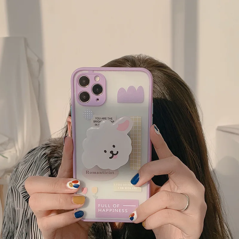 

with sheep stand holder cute phone case for iphone 12 11 pro max mini 7 xr xs max x 8 plus cartoon cases cute shockproof capa