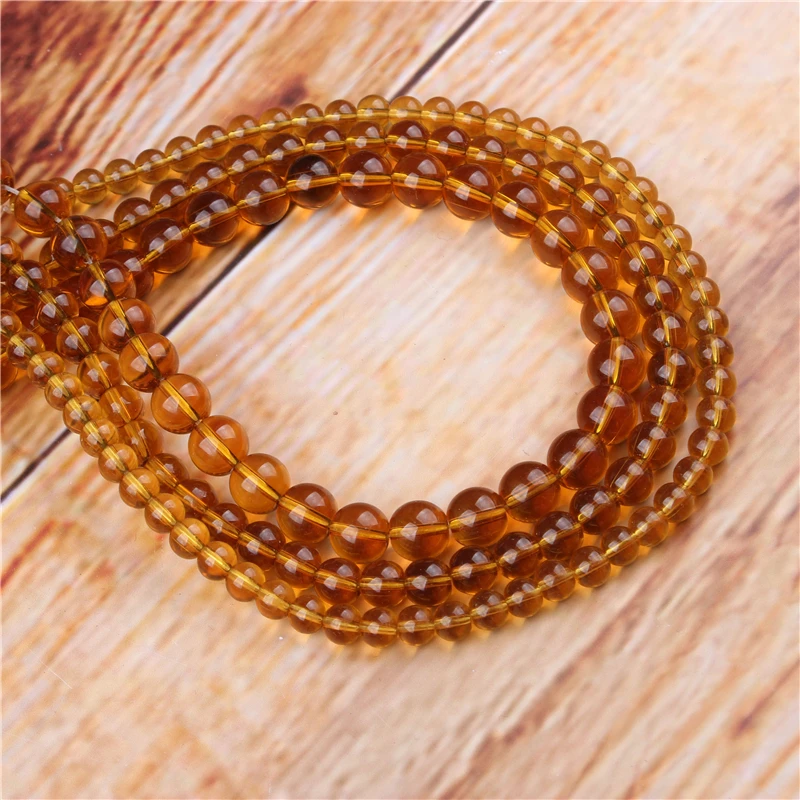 

4/6/8/10/12mm Ocher Glass Natural Stone Beads Loose Stone Round Beads For DIY Jewelry Bracelet Necklace Make