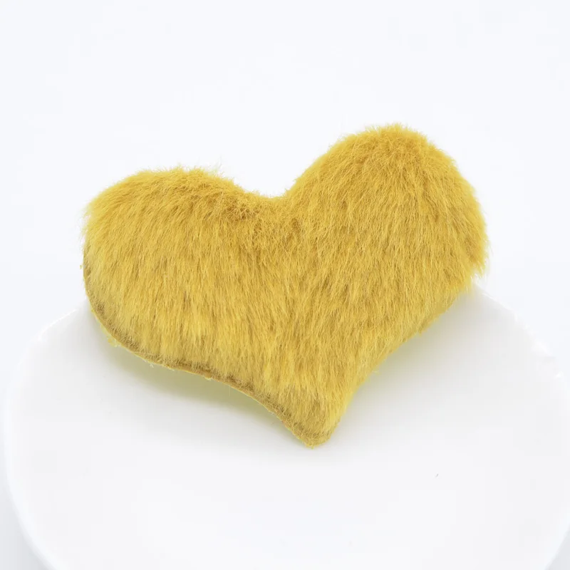 Yellow 12 шт./лот 55*40 мм Мягкие плюшевые норковые волосы аппликация в виде сердца для DIY одежды шляпки обуви швейные принадлежности патчи заколки для волос бант Декор L57 - Цвет: Yellow