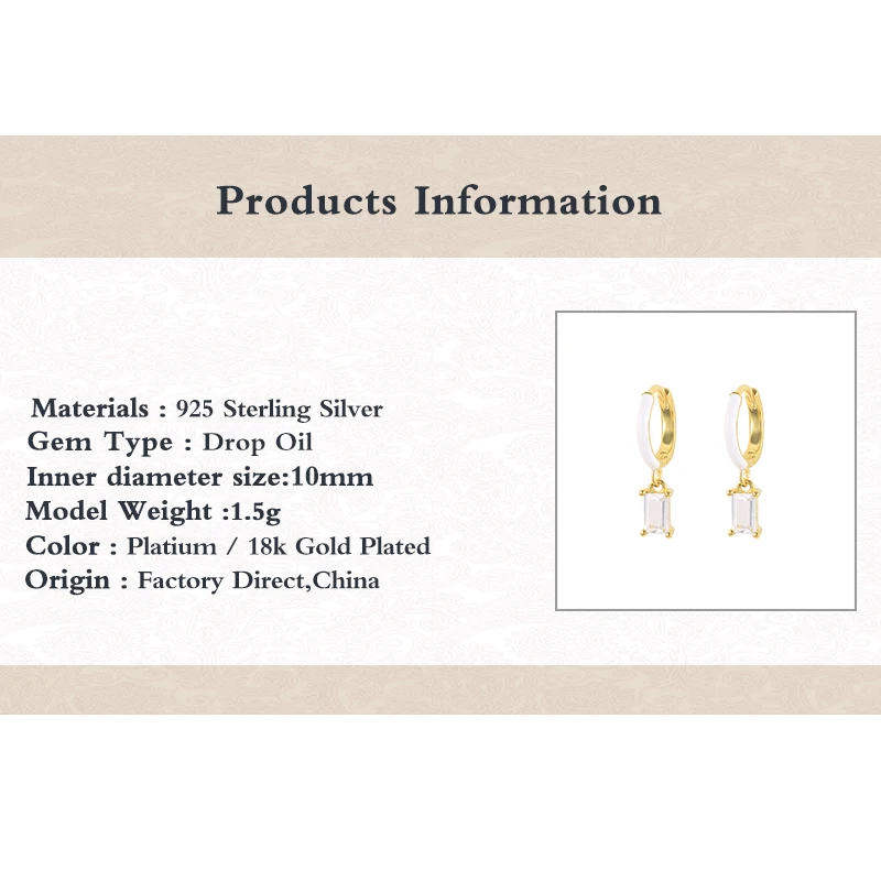 

MC Silver 925 Earrings For Women 2021 Korean Square Diamond Enamel Small Hoop Earrings Y2K Accessories Ins Jewelry Gifts Party