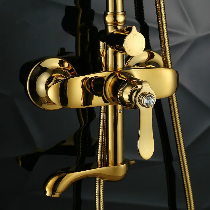 Смеситель для душа из полированной латуни насадка с ручкой 2 ручки настенное