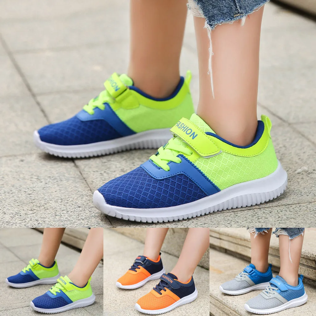 Дышащие кроссовки для мальчиков и девочек модная Нескользящая Уличная обувь
