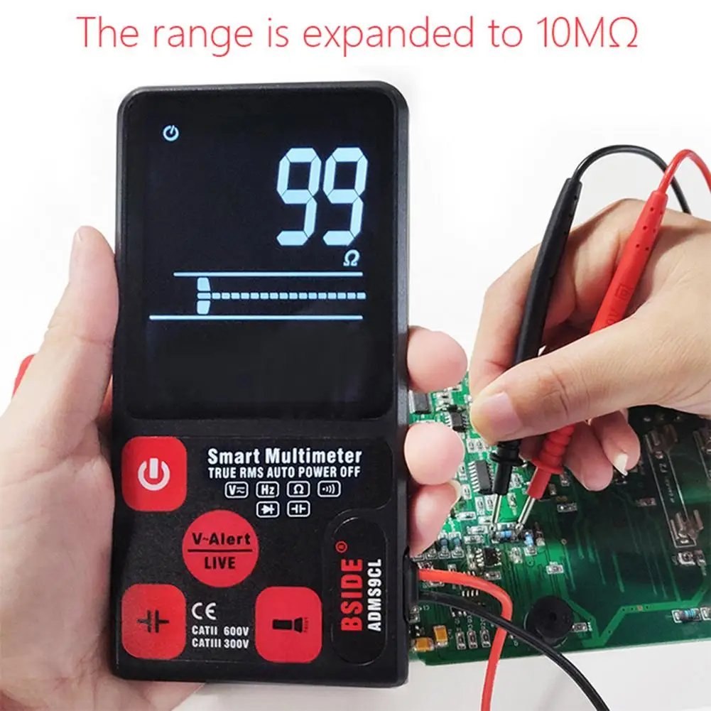 BSIDE ADMS9CL Portable Digital Multimeter 3.5inch Large LCD Display Voltmeter 3 Lines Mater AC DC NCV Resistance Tester Tool