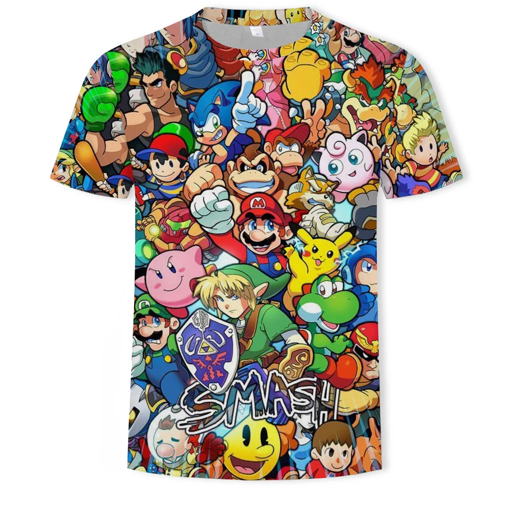 

New Harajuku Classic games Super Mario Boys t shirt Super Smash Bros 3D print t-shirt hip hop tshirt streetwear off white tshirt