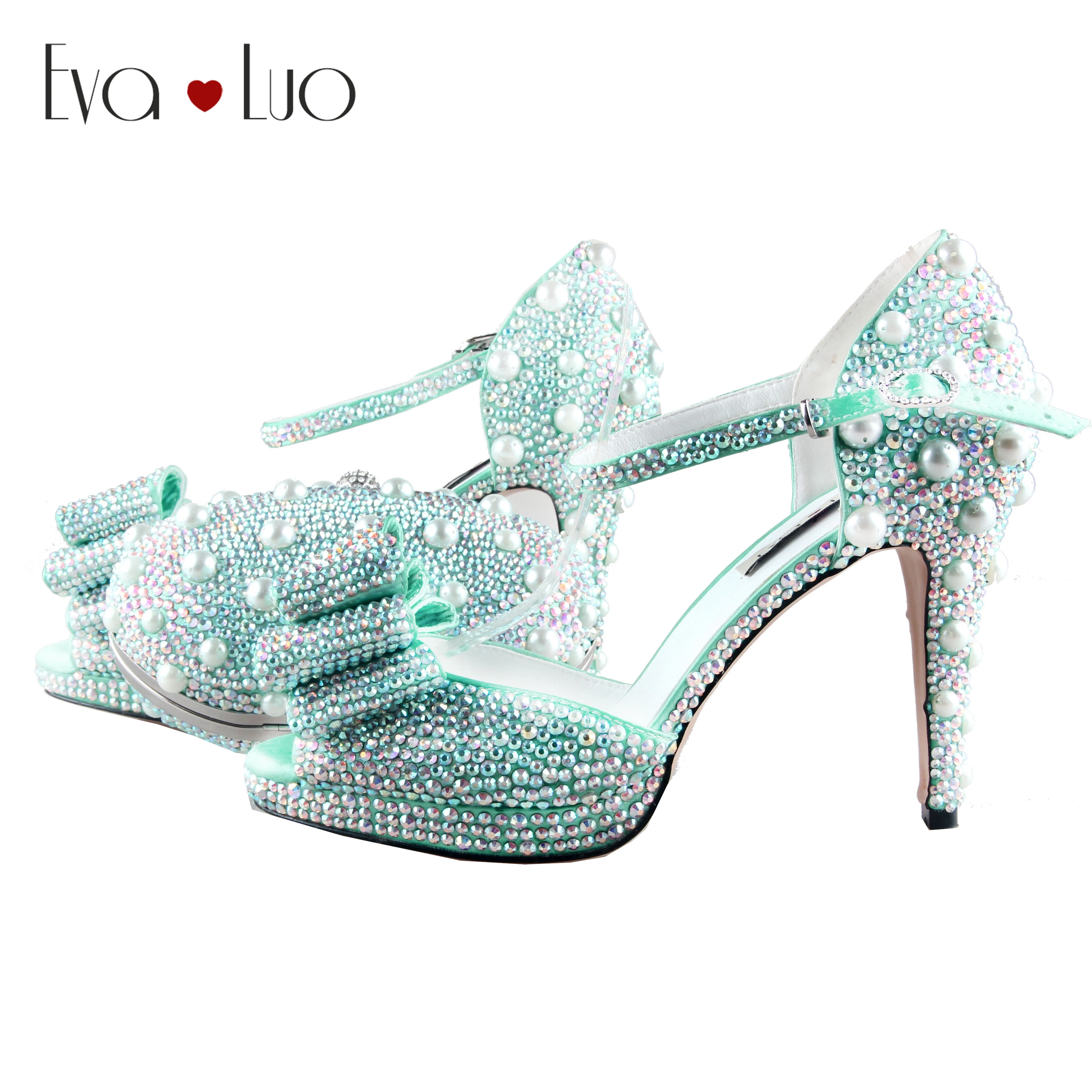 BS1064/Великолепные туфли мятно зеленого цвета с сумочкой в комплекте женские на