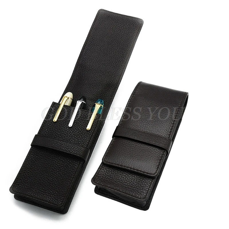 

Leather Fountain Pen Case for 3 Pens Pouch Separate Slot Organizer Carrying Case Drop Shipping