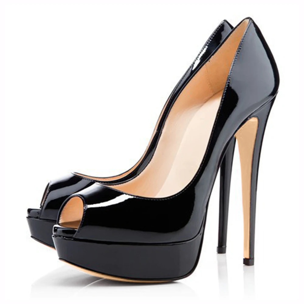 

Minan Ser/новые женские туфли-лодочки пикантные туфли из лакированной кожи с открытым носком на высоком каблуке 13 см для свадеб и вечеринок