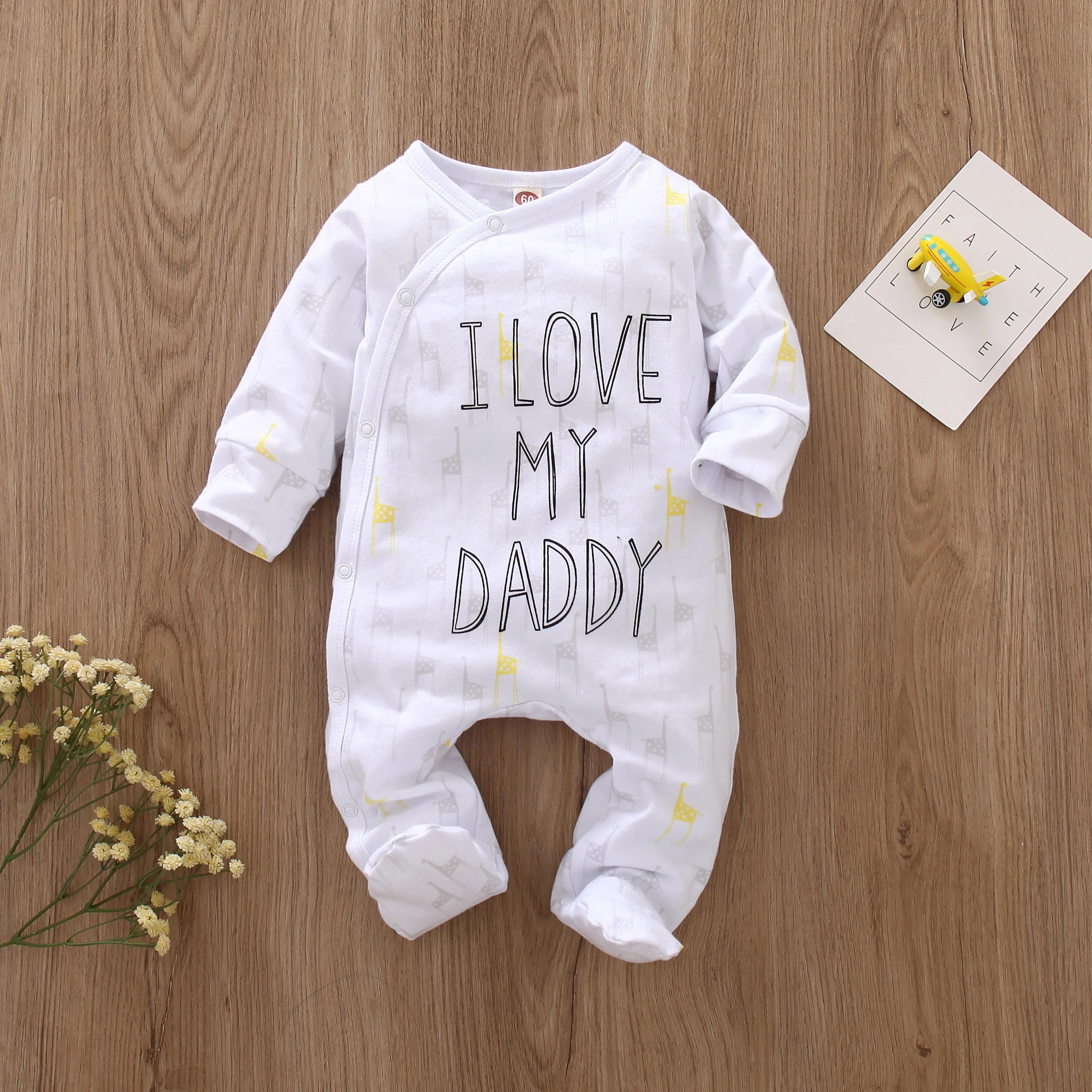 baby bodysuit dress Newborn Baby Boy Girl Romper Long Sleeve Cotton Letter I Love Daddy & Mummy Animal Print Jumpsuit Infant Pajama Outfits Bamboo fiber children's clothes
