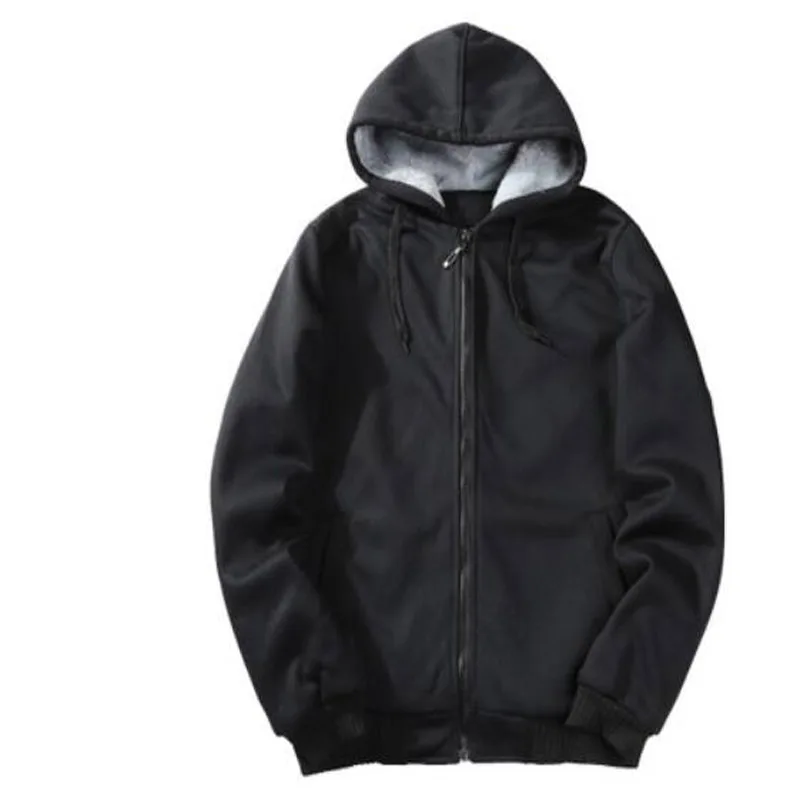 Мужские флисовые толстовки черные с капюшоном плотное зимнее теплое серое