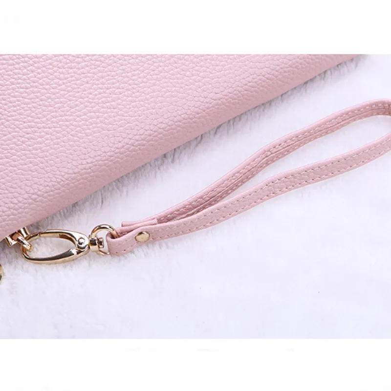 

V Letter Wristband Women Long Clutch Wallet Large Capacity Wallets Female Purse Lady Purses Phone Pocket Card Holder Carteras