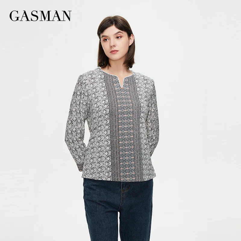 GASMAN 2022 женская футболка элегантная винтажная Повседневная серая Офисная Женская