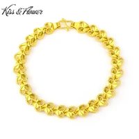 kissflower br116 fine jewelry wholesale fashion woman girl bride mother birthday wedding gift heart 24kt gold chain bracelet