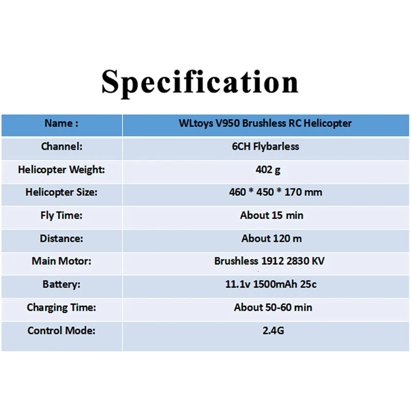Вертолет WLtoys V950 BNF (без пульта дистанционного управления) (с батареей и зарядным