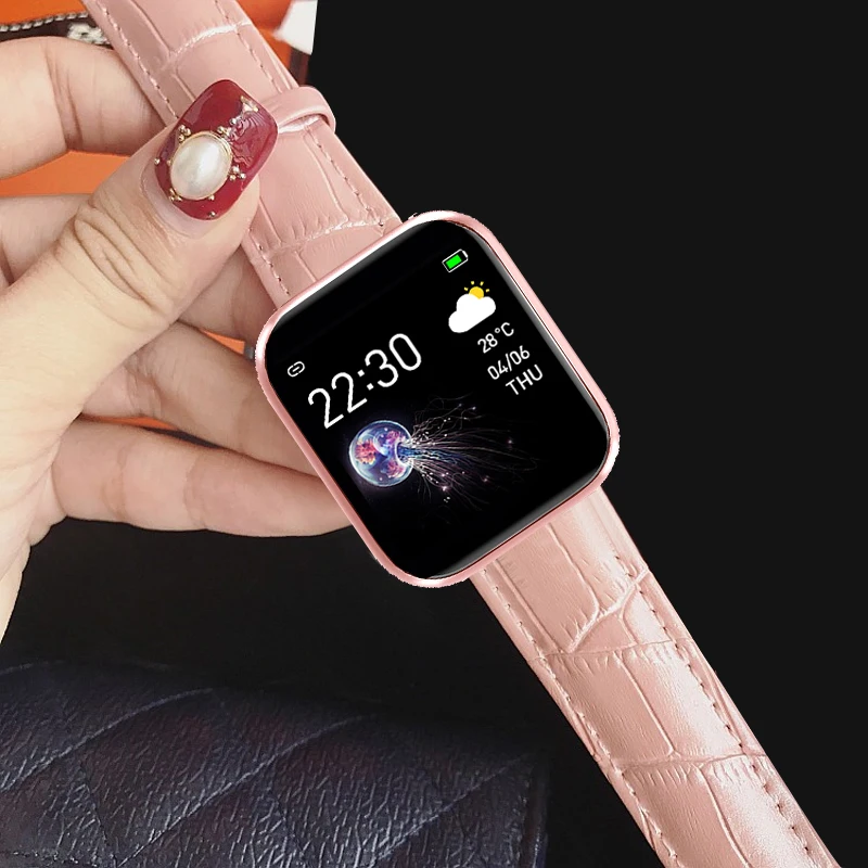 

Leather Smart Watch i5s Women Men Smartwatch Fitness Tracker Waterproof Electronics Clock For Android IOS Full Touch Smart-watch