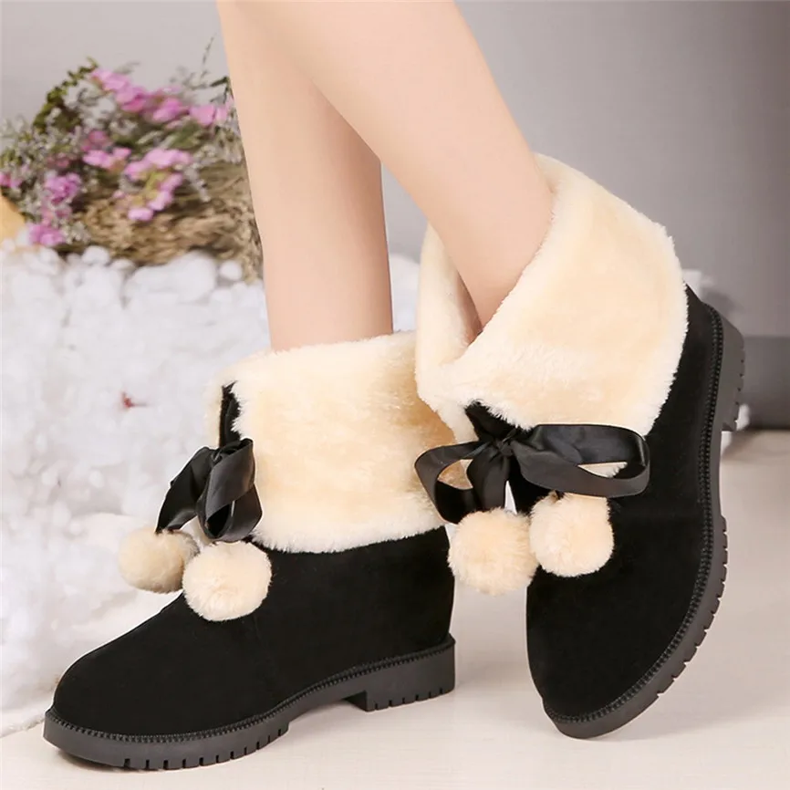 Женские Рождественские теплые замшевые зимние ботинки бархатные ботильоны на