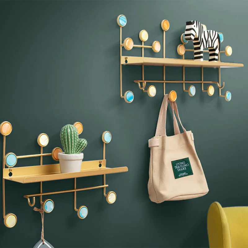 

Nordic Iron Wall Hooks for Hanging Clothes Livingroom Storage Holders Door Entrance Key Hanger Bag Holder Metal Decoration Racks