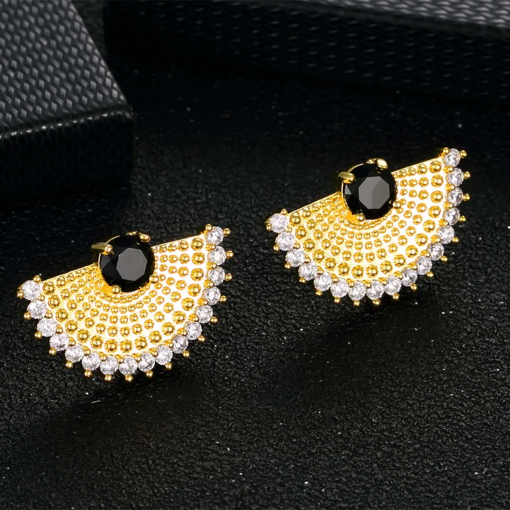 

Latest Design Fashionable Geometry Stud Earrings Mirco Paved Cubic Zircon Copper Metal Earrings for Girl Decoration Gifts