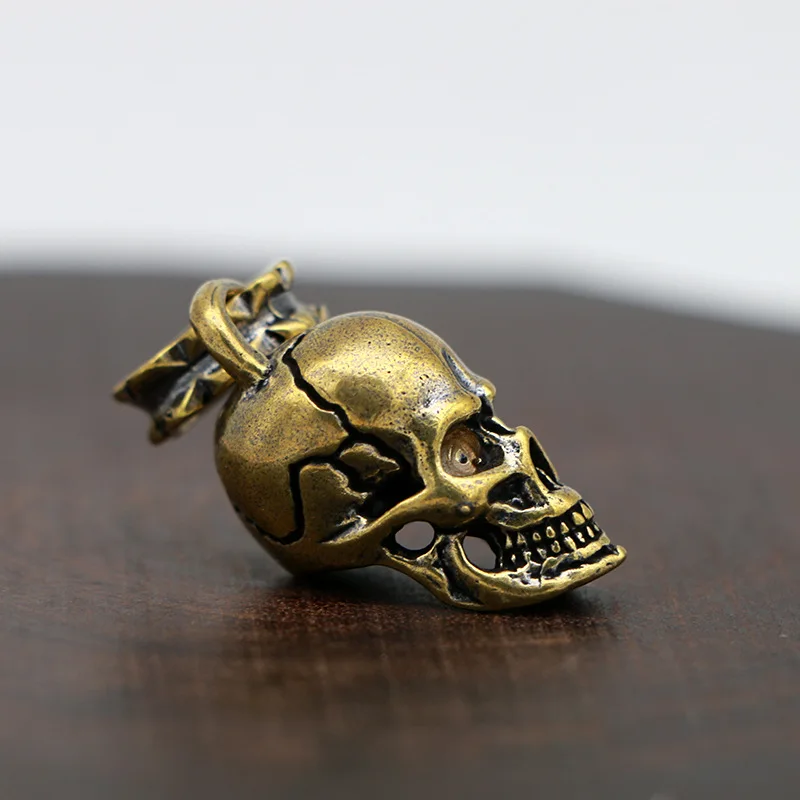 Цепочка с подвеской в виде черепа из чистой меди и латуни для мужчин | Украшения