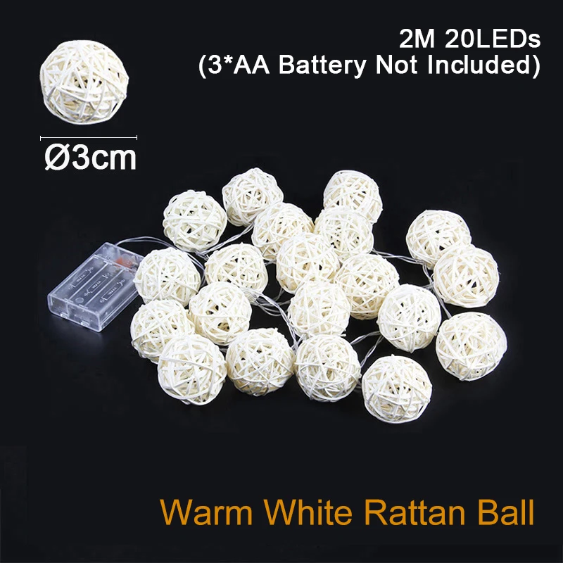 2M AA 3cm White Ball Goodland 2 м светодиодный светильник-гирлянда Сказочный светильник s светодиодный гирлянда на батарейках декоративный светодиодный светильник s для декора Рождественское украшение для улицы - Испускаемый цвет: 2M AA 3cm White Ball
