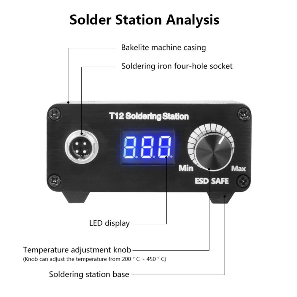 

T12 Soldering Station Quick Heating Electronic Welding Iron Tips with Handle External Power Supply Digital Station Phone Repair