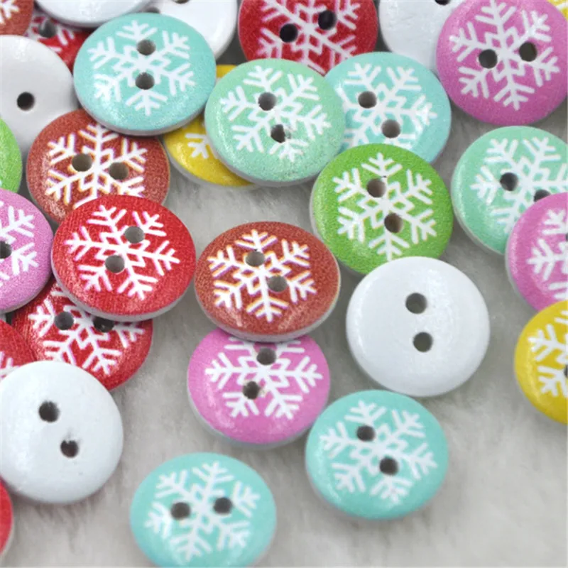 

50pcs Mixed Snow Pattern Wooden Buttons Fit Sewing and Scrapbook 15mm WB226