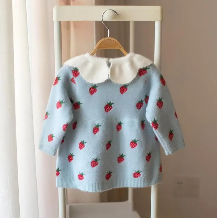 Теплый вязаный свитер для новорожденных девочек осенне-зимнее платье, одежда топы для малышей, рубашки для девочек, шерстяные рождественские платья