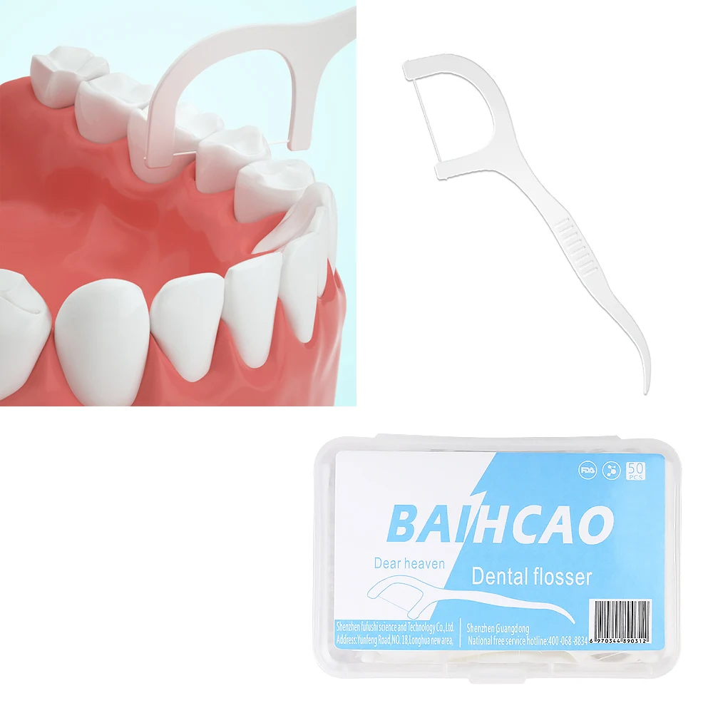 50 шт. зубная нить зубочистки палочки для чистки зубов Уход за полостью рта 4 8 см |