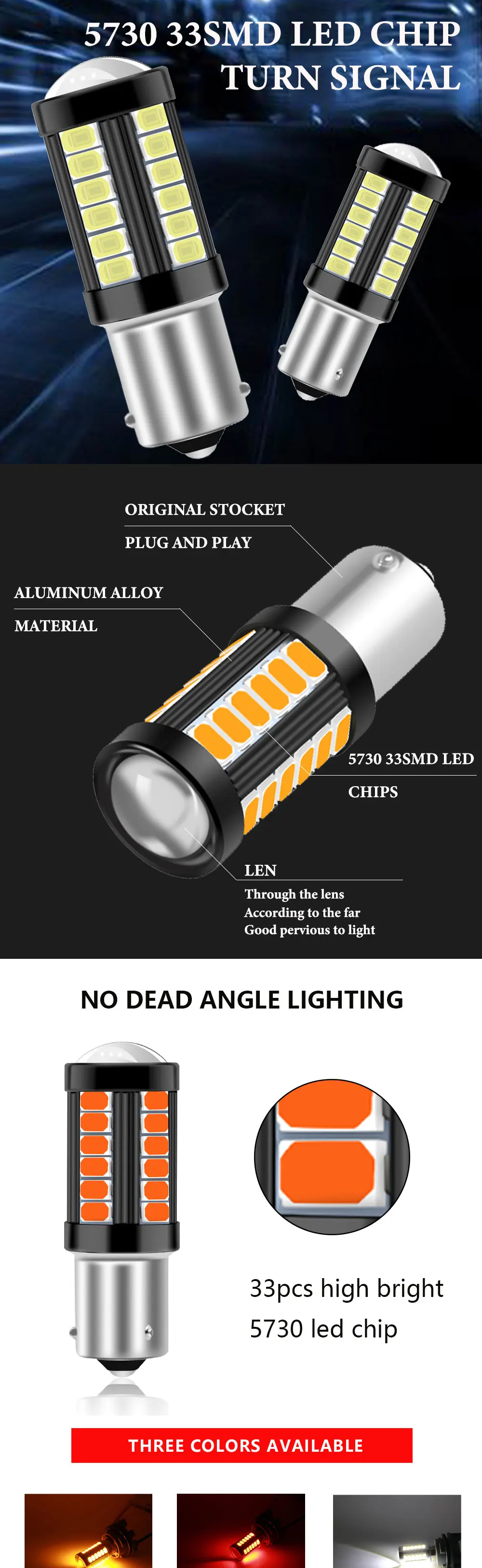 2 шт. BA15s P21W bau15s py21w 1156 33 SMD 5730 Светодиодные лампы 12 V-24 V автомобиль грузовик свет сигнал поворота стоп-сигналы DRL лампа задний Реверс лампы